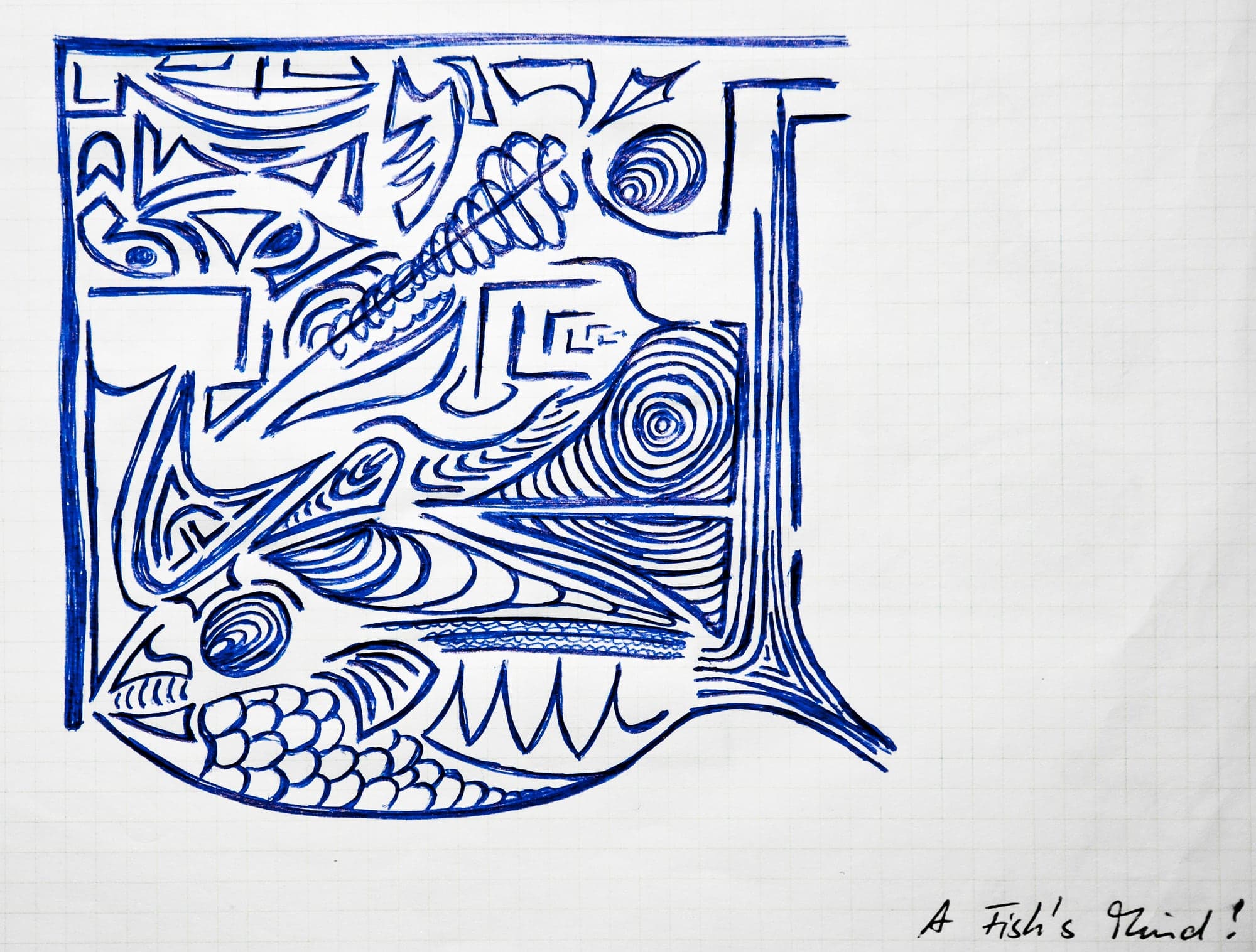 An intricate black-ink ornament