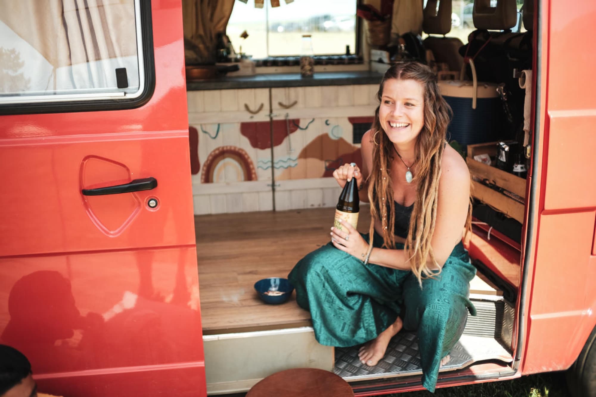 By the red van