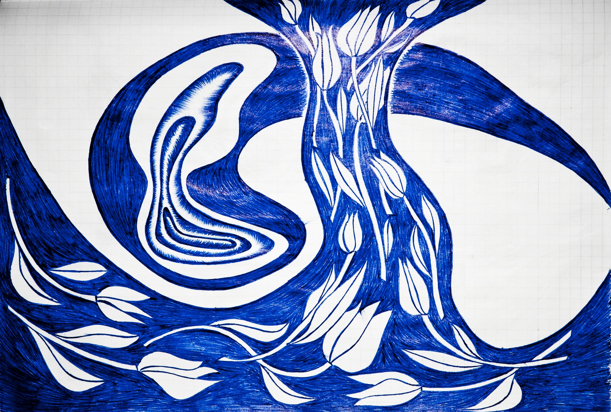 Eine wirbelnde blaue Figur