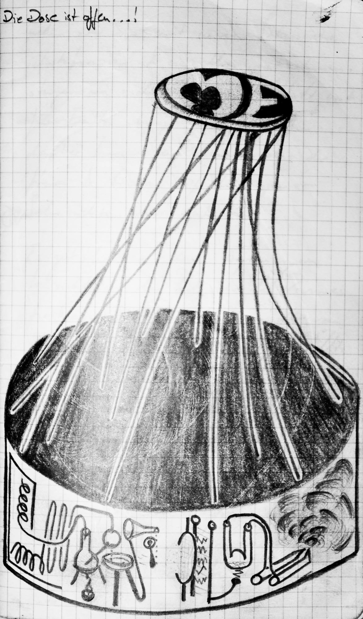 Eine Flasche, die Lichtstrahlen ausgießt