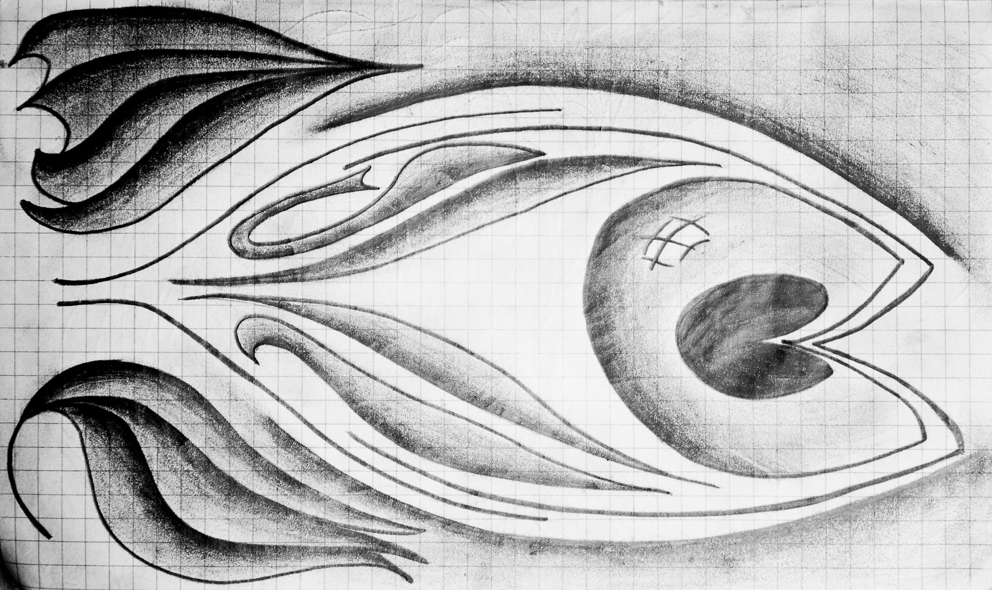 Ein Auge, das sich zu einer Flamme öffnet